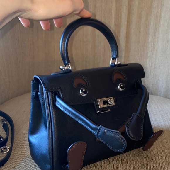 RESERVED FOR TIFF 20cm black brown leather mini doll picto idolle  handbag - Picture 4 of 14